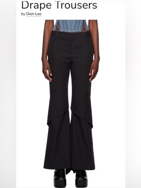 New Dion Lee Black Draped Wide-Leg Trousers - Size S